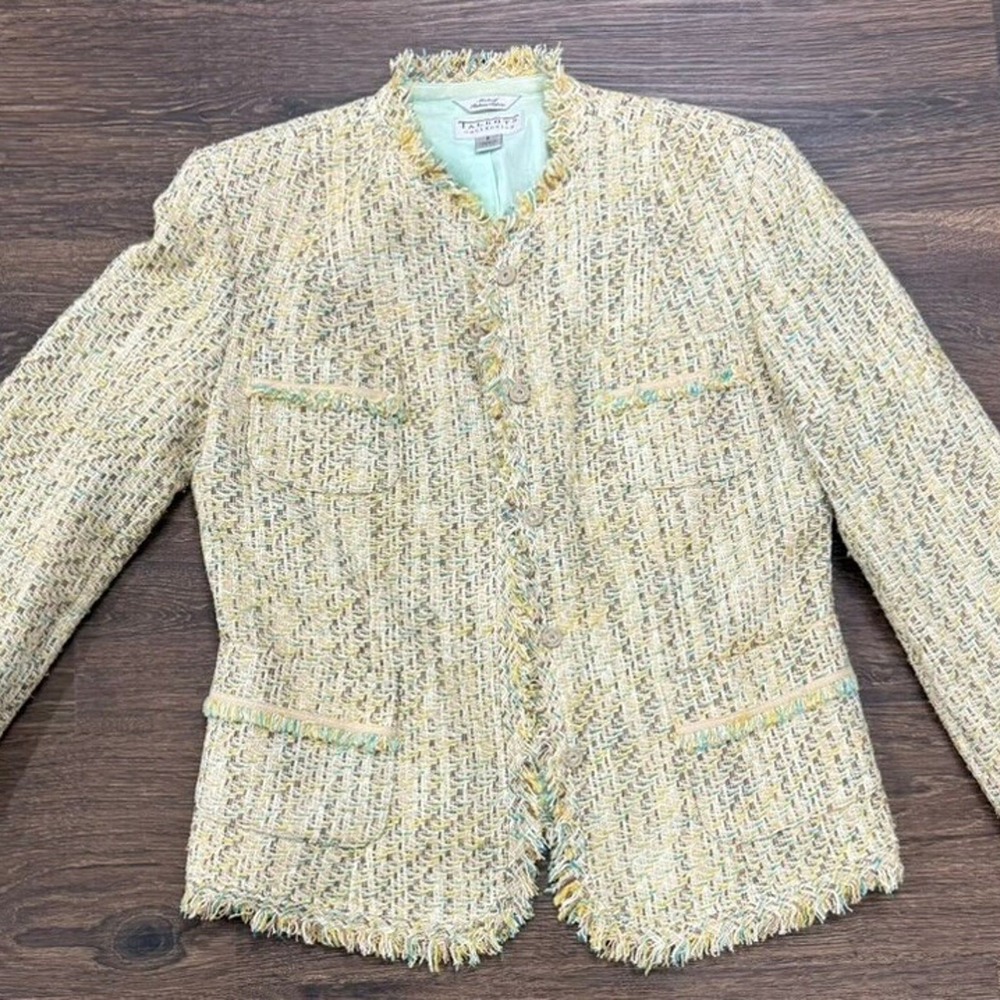Talbots Collection Women's Multicolor Tweed Fringe Jacket Size 6